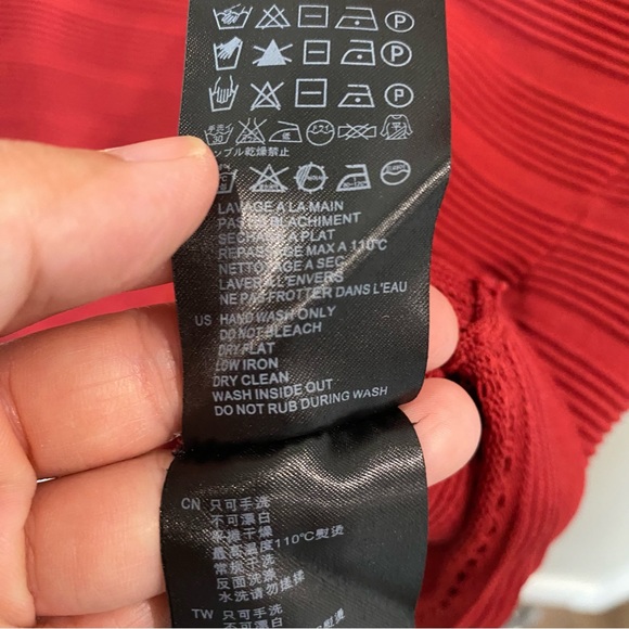 Sandro Off Shoulder Ribbed Fit and Flare Stretch Dress Red Size 2 - Picture 8 of 11